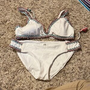BECCA White Bikini with Multicolor Trim